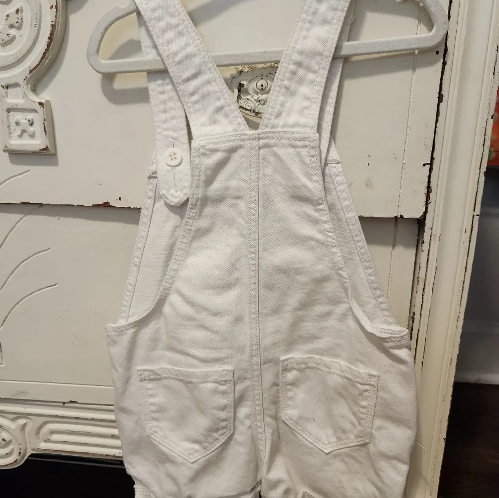 Gap White Denim Overalls